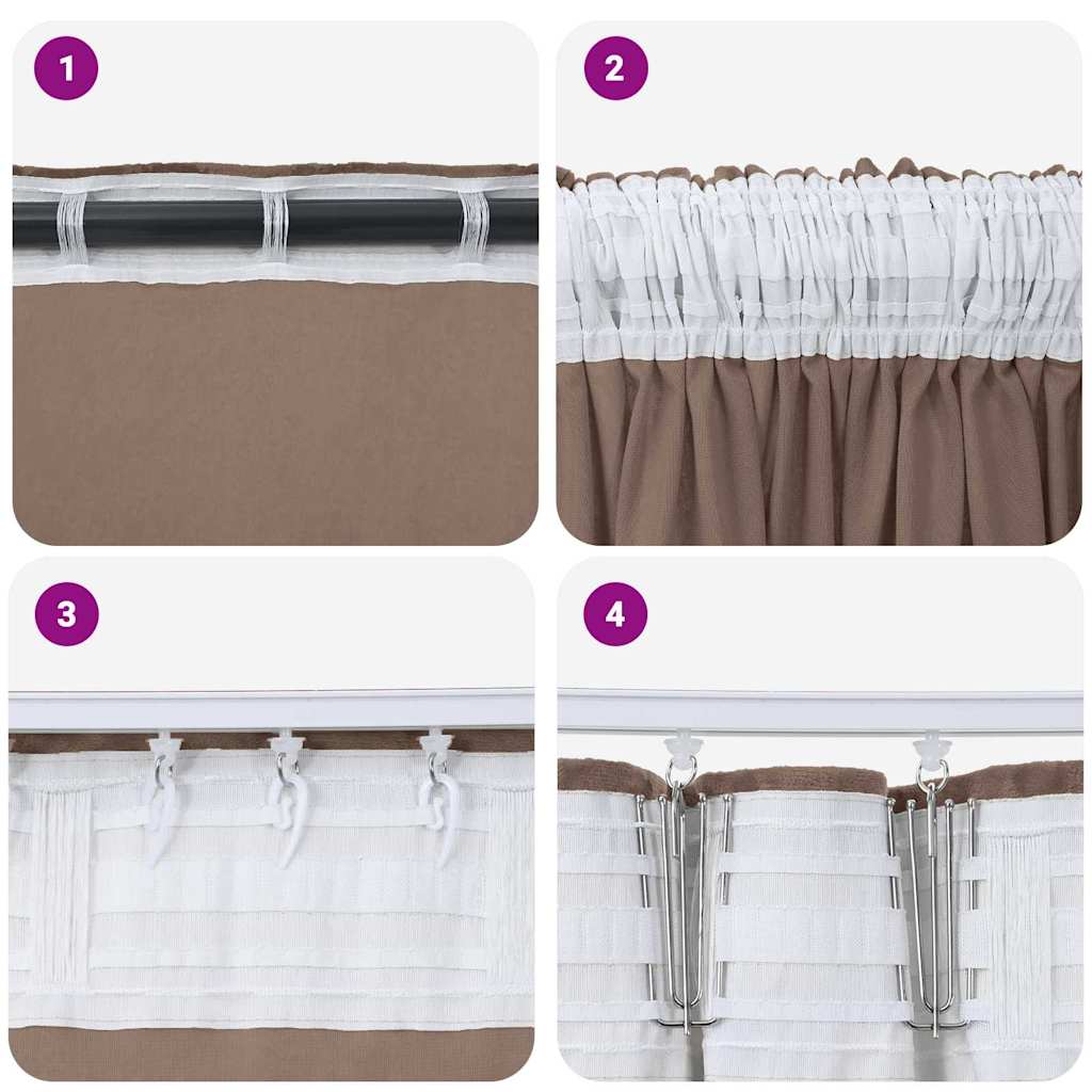 Függöny függönyökkel 2 pcs Cappuccino 245 x 140 cm Bársony