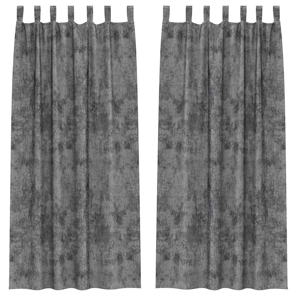 Függöny függönyökkel 2 pcs Szürke 260 x 140 cm Bársony