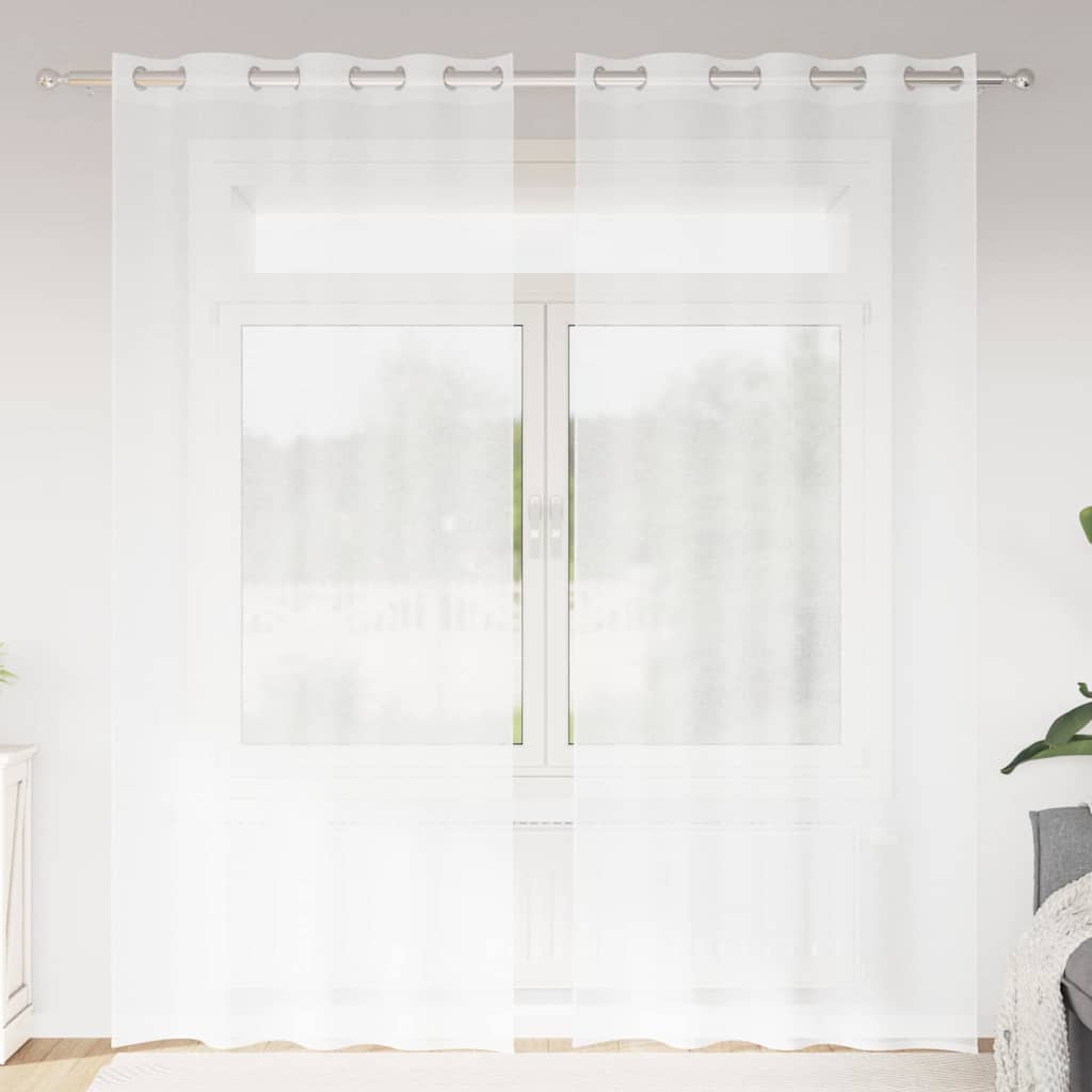 Függönyök függönyökkel 2 pcs Fehér 140x175cm Poliészter