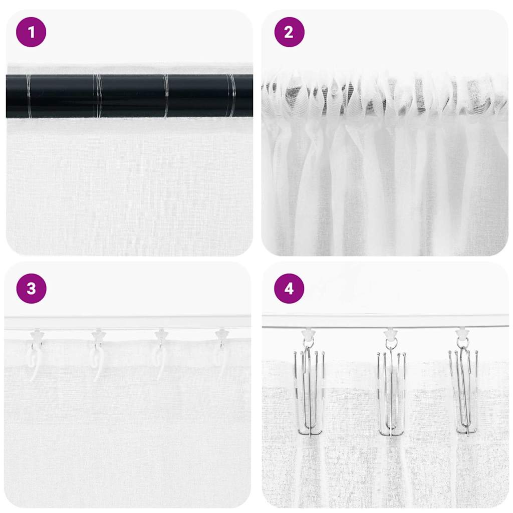 Függönyök függönyökkel 2 pcs Fehér 140x175cm Poliészter