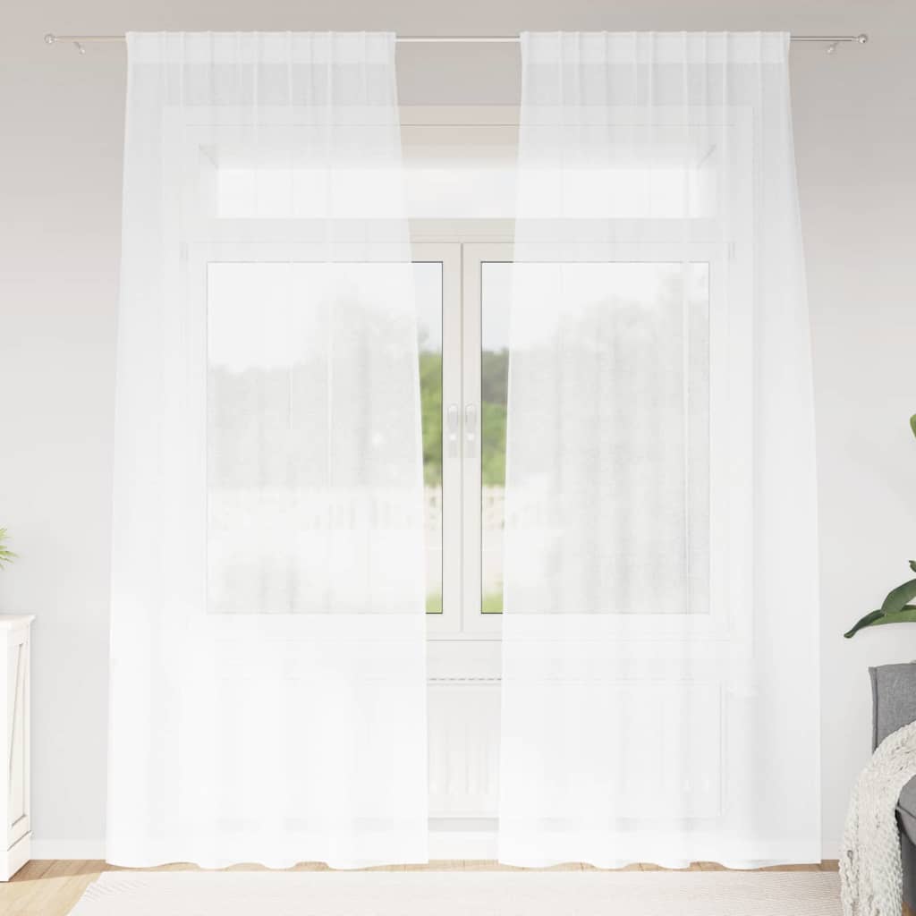 Függönyök függönyökkel 2 pcs Fehér 140x175cm Poliészter