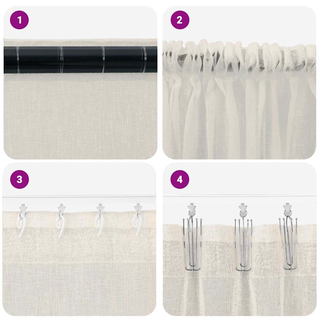 Függönyök függönyökkel 2 pcs Krém 140x175cm Poliészter