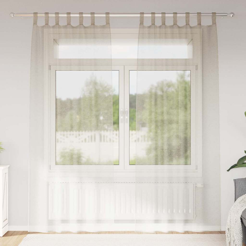 Függönyök függönyökkel 2 pcs Homokszín 140x175cm Poliészter