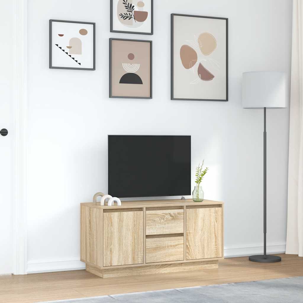 sonoma-tölgy színű TV-szekrény LED-lámpákkal 100x41x50 cm