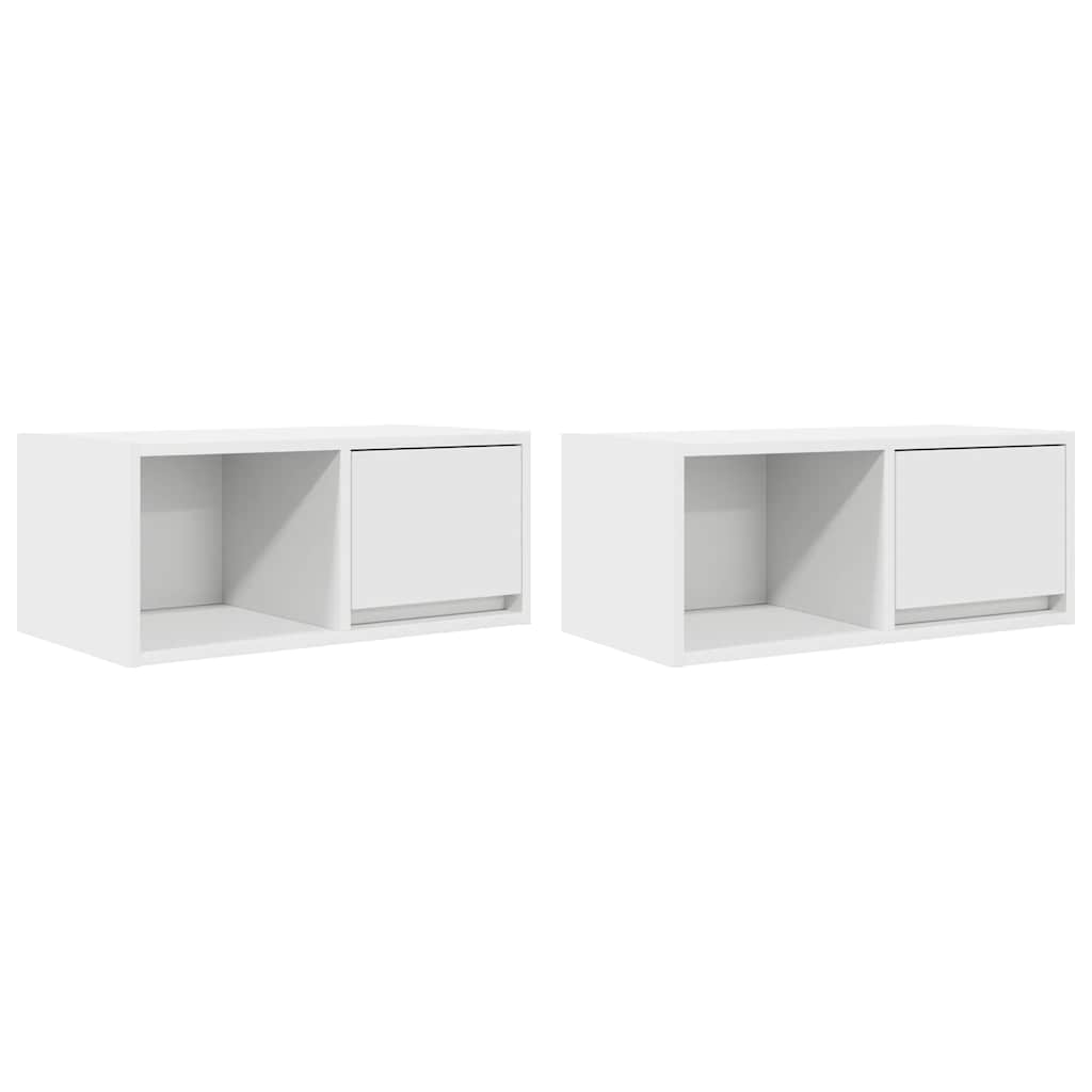 2 db fehér szerelt fa TV-szekrény 60x31x25,5 cm