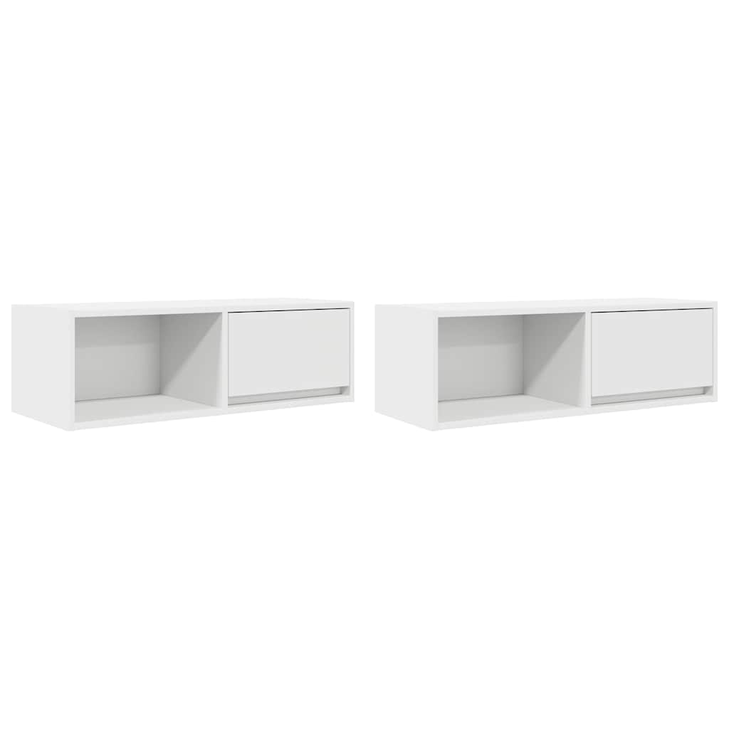 2 db fehér szerelt fa TV-szekrény 80x31x25,5 cm