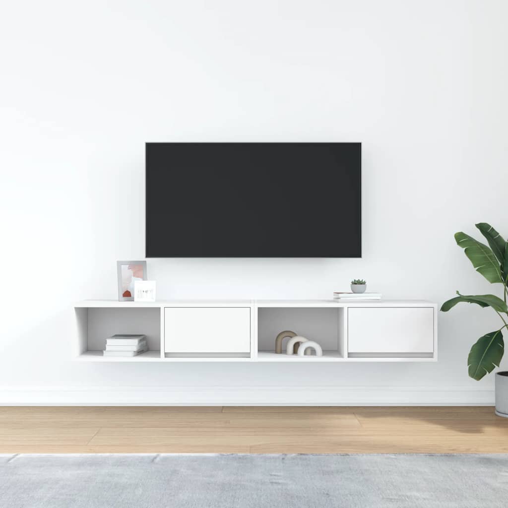 2 db fehér szerelt fa TV-szekrény 80x31x25,5 cm