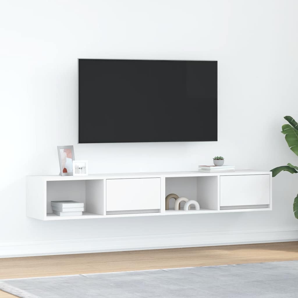 2 db fehér szerelt fa TV-szekrény 80x31x25,5 cm