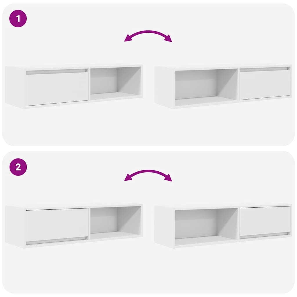 2 db fehér szerelt fa TV-szekrény 100x31x25,5 cm