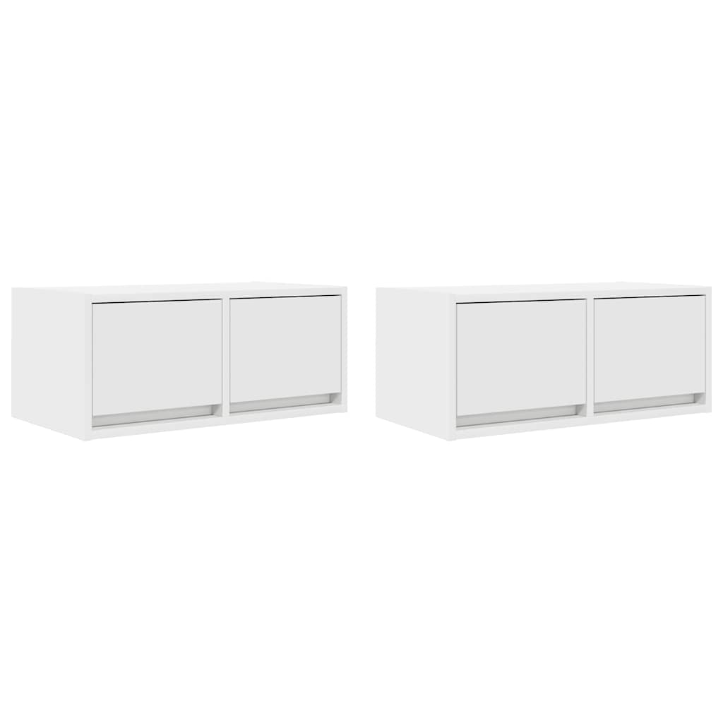 2 db fehér szerelt fa TV-szekrény 60x31x25,5 cm