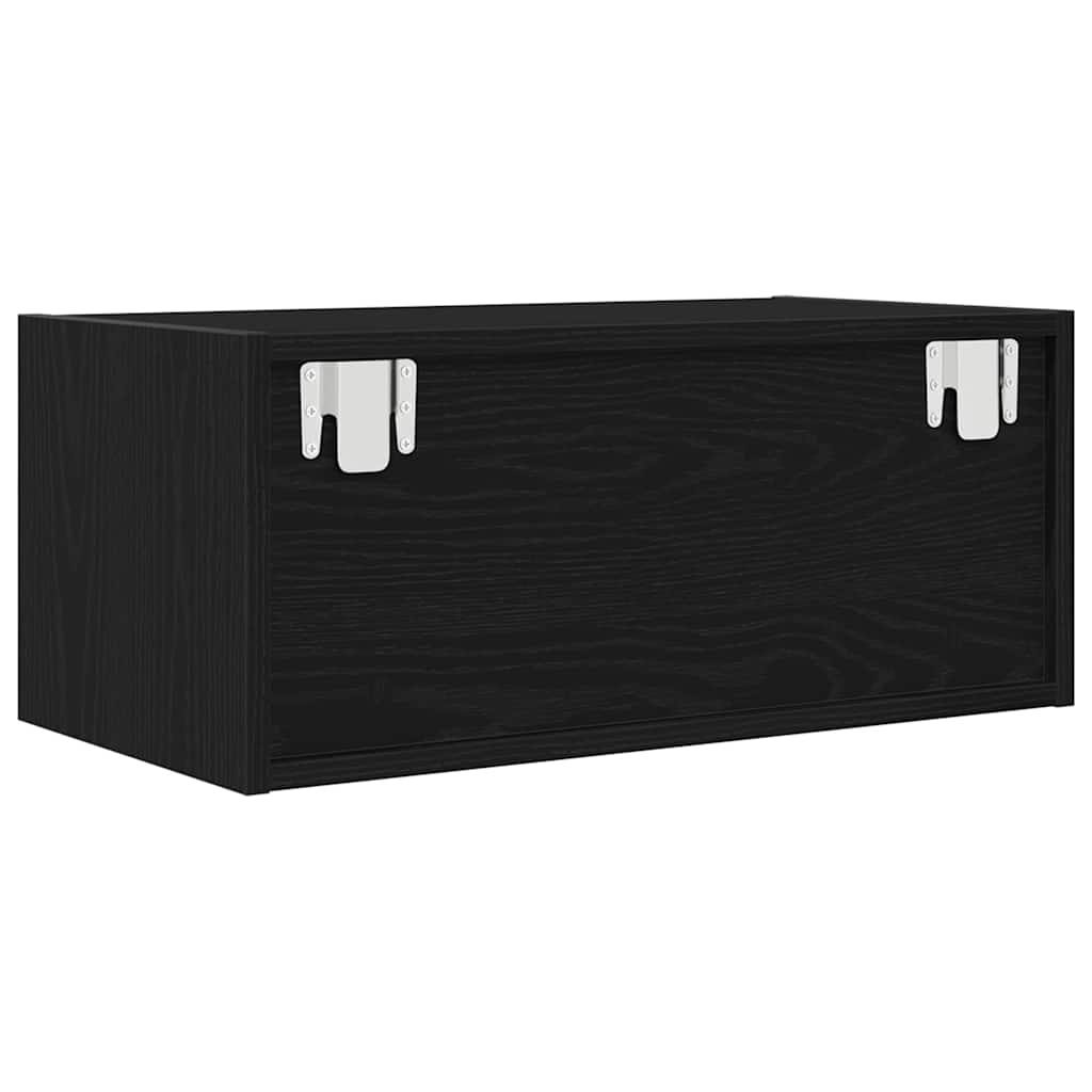 2 db fekete tölgy színű szerelt fa TV-szekrény 60x31x25,5 cm