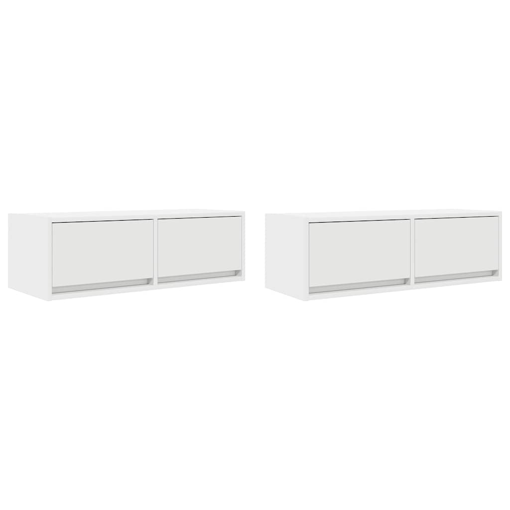 2 db fehér szerelt fa TV-szekrény 80x31x25,5 cm