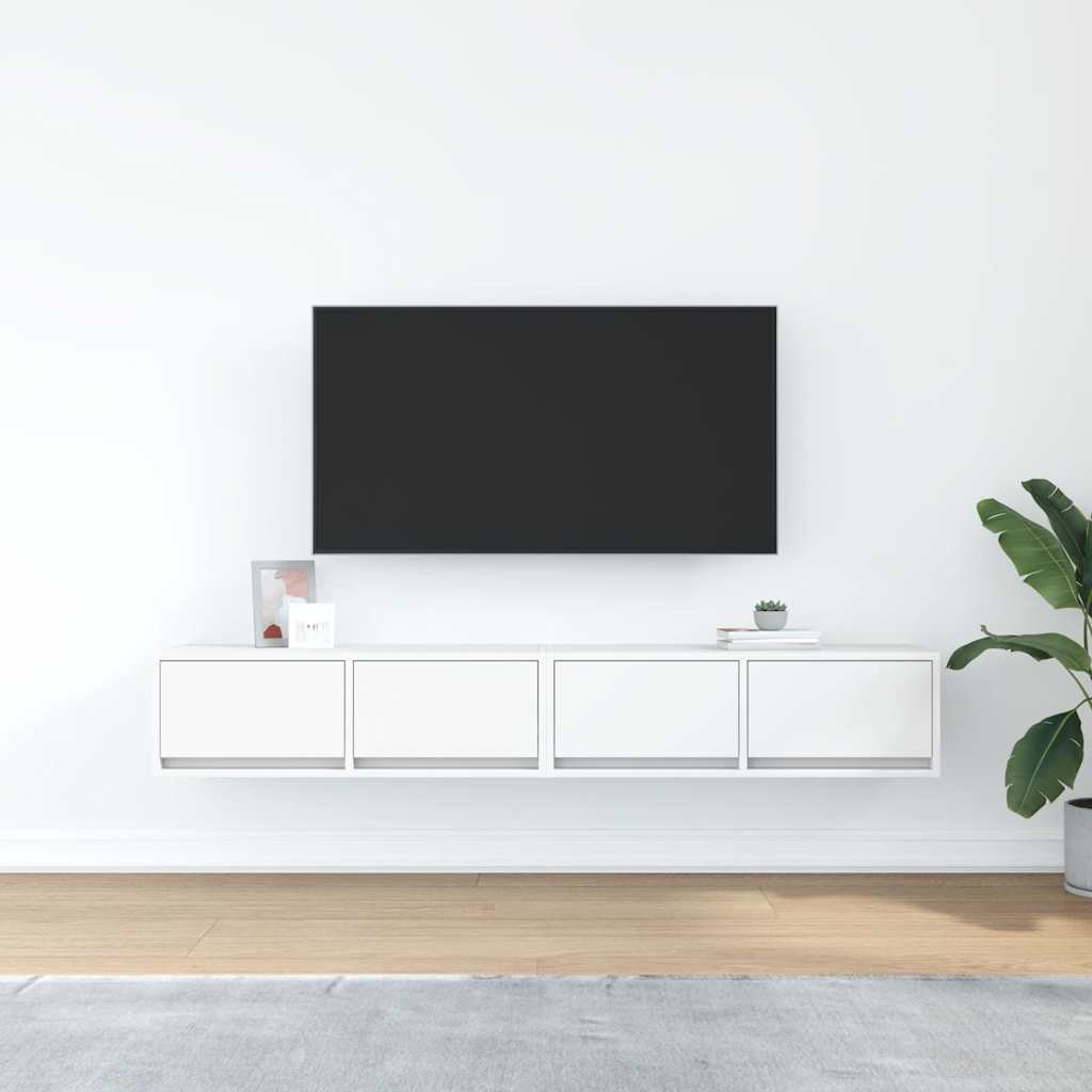 2 db fehér szerelt fa TV-szekrény 80x31x25,5 cm