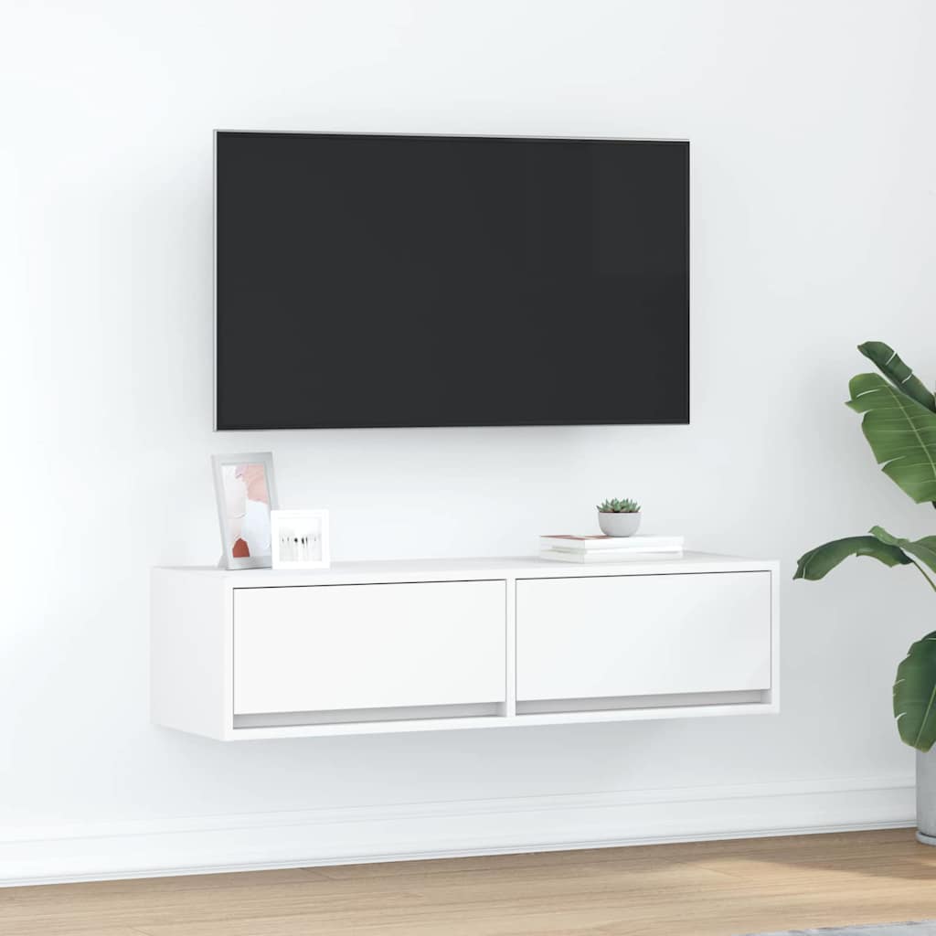 TV szekrény fiókkal Fehér 100 x 31 x 25,5 cm Faanyag