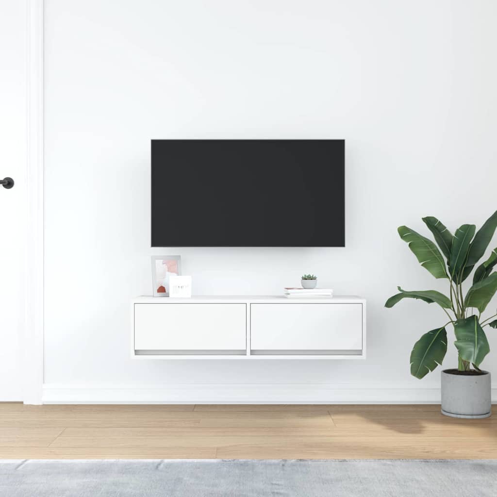 TV szekrény fiókkal Fehér 100 x 31 x 25,5 cm Faanyag