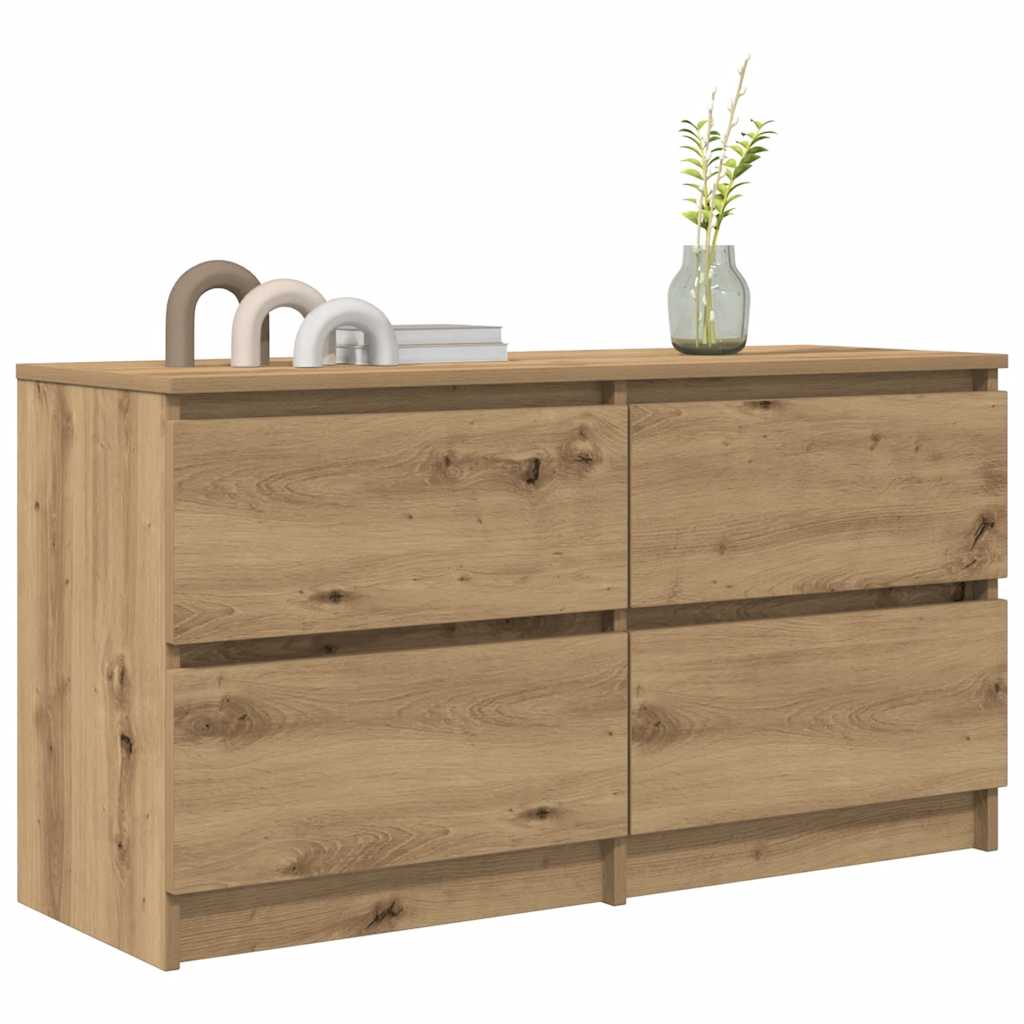 kézműves tölgy színű szerelt fa TV-szekrény 100x35x54 cm