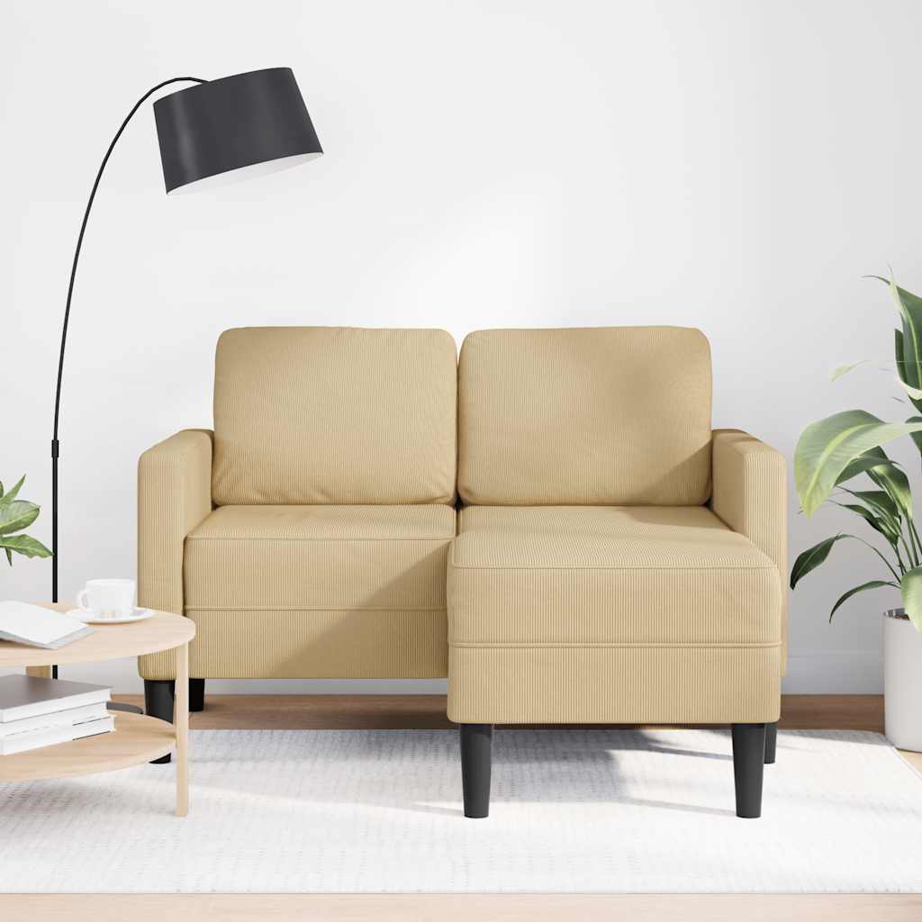 szürke-zöld vászon 2 üléses kanapé L-alakú kanapéval 125 cm