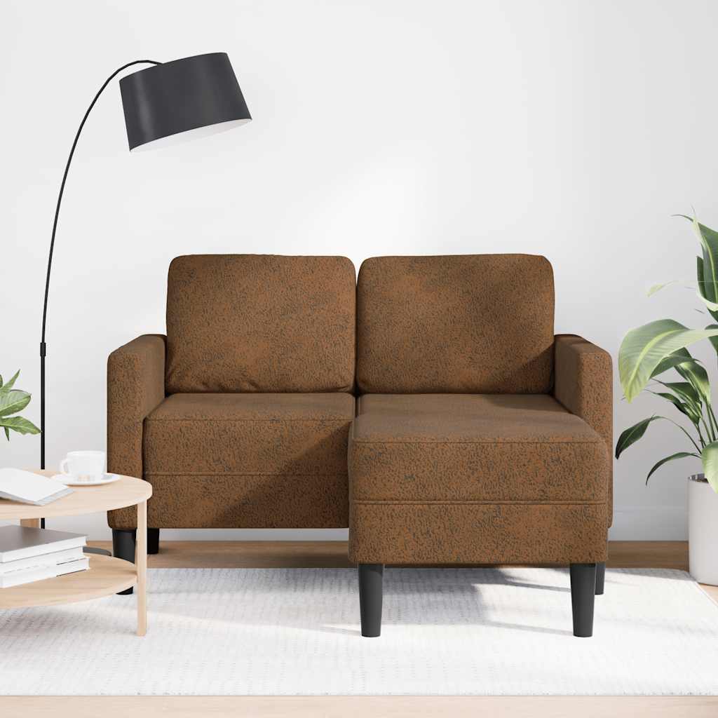barna műbőr 2 üléses kanapé L-alakú kanapéval 125 cm