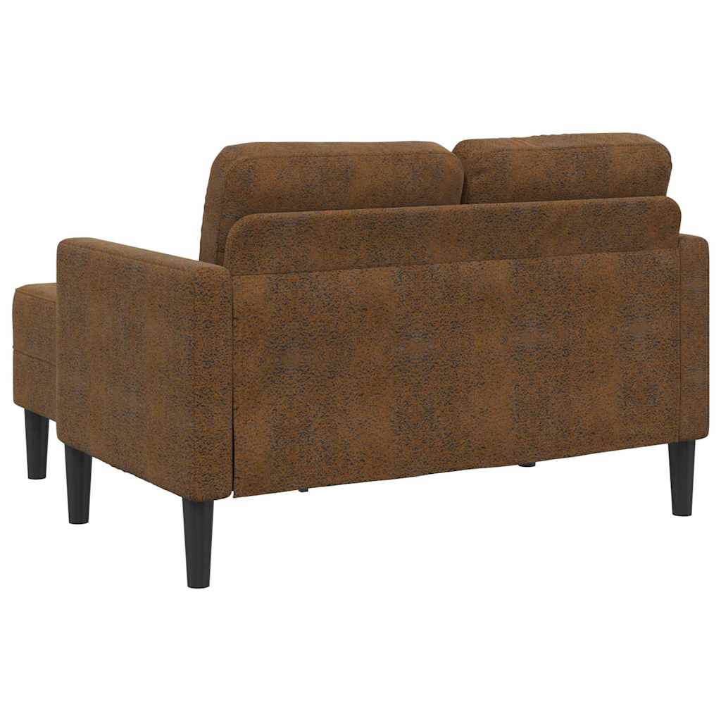 barna műbőr 2 üléses kanapé L-alakú kanapéval 125 cm