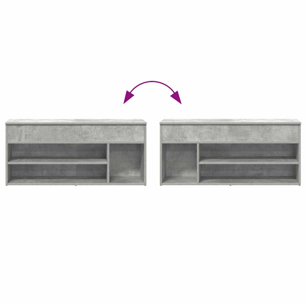 betonszürke szerelt fa cipőpolc 102x30,5x45 cm