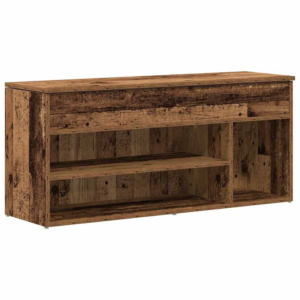 antik fa színű szerelt fa cipőtároló pad 102x30,5x45 cm