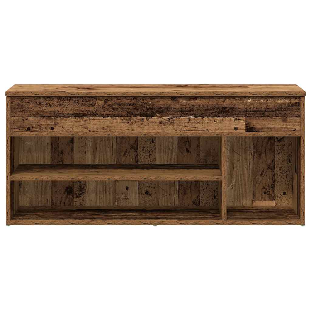 antik fa színű szerelt fa cipőtároló pad 102x30,5x45 cm