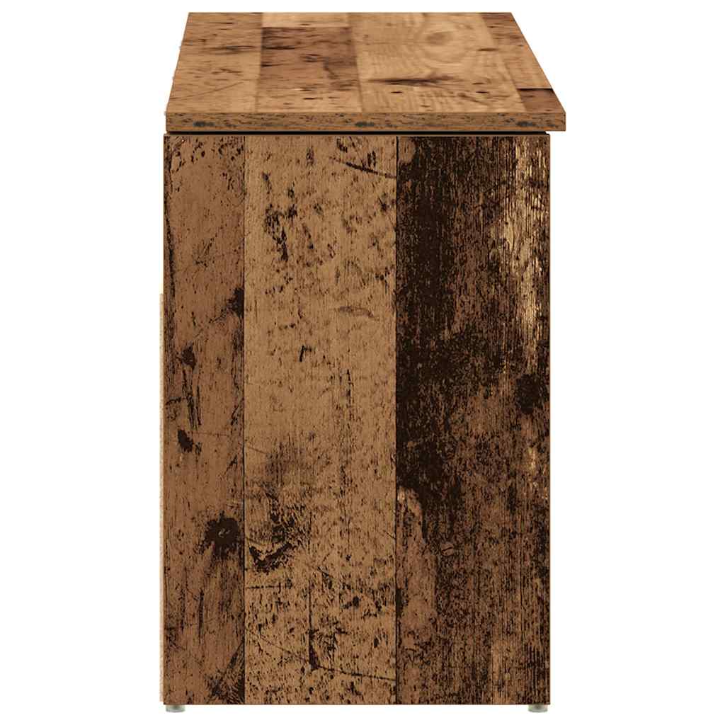 antik fa színű szerelt fa cipőtároló pad 102x30,5x45 cm