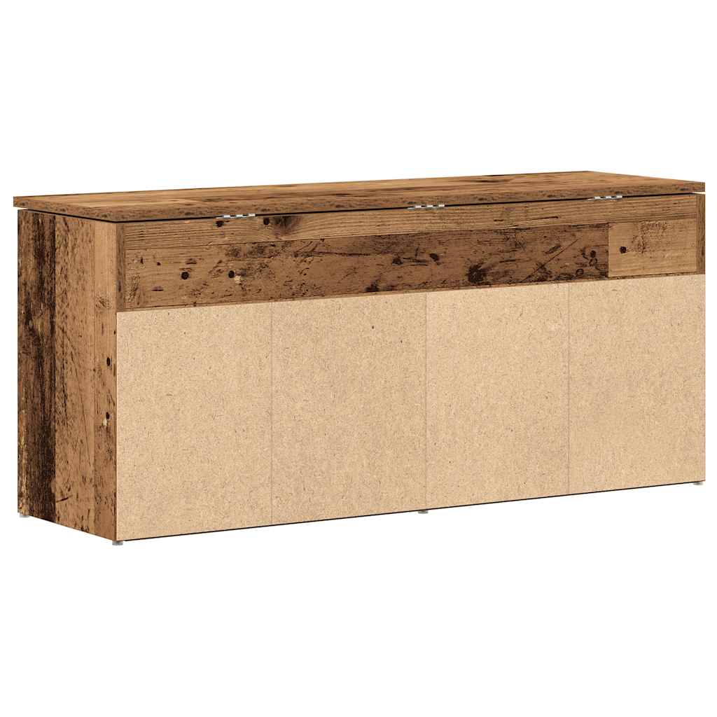 antik fa színű szerelt fa cipőtároló pad 102x30,5x45 cm
