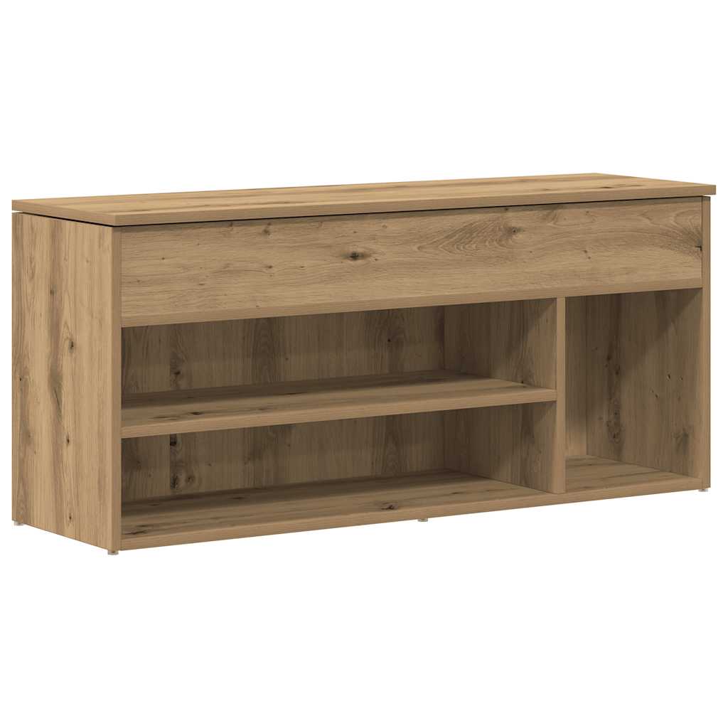 kézműves tölgy színű szerelt fa cipőtároló pad 102x30,5x45 cm