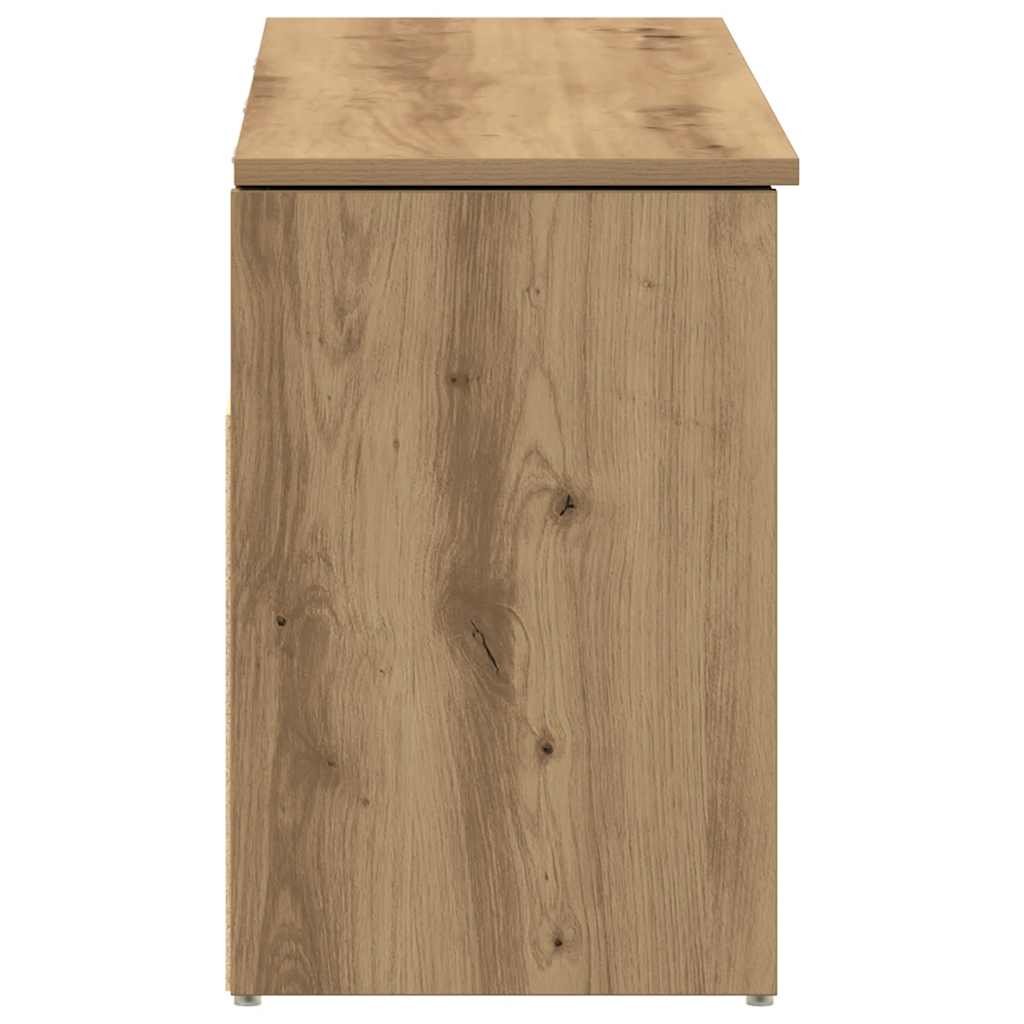 kézműves tölgy színű szerelt fa cipőtároló pad 102x30,5x45 cm