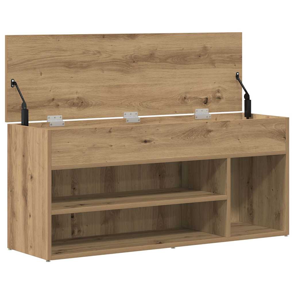 kézműves tölgy színű szerelt fa cipőtároló pad 102x30,5x45 cm