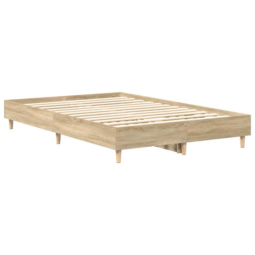 sonoma tölgy színű szerelt fa ágykeret matrac nélkül 120x200 cm