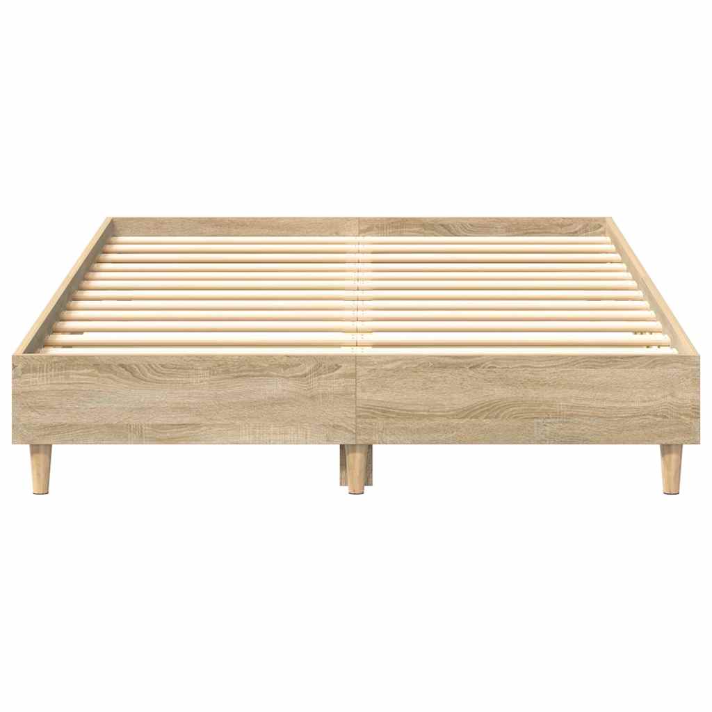 sonoma tölgy színű szerelt fa ágykeret matrac nélkül 120x200 cm