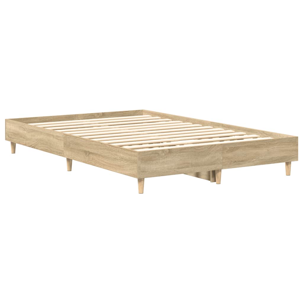 sonoma tölgy színű szerelt fa ágykeret matrac nélkül 120x200 cm