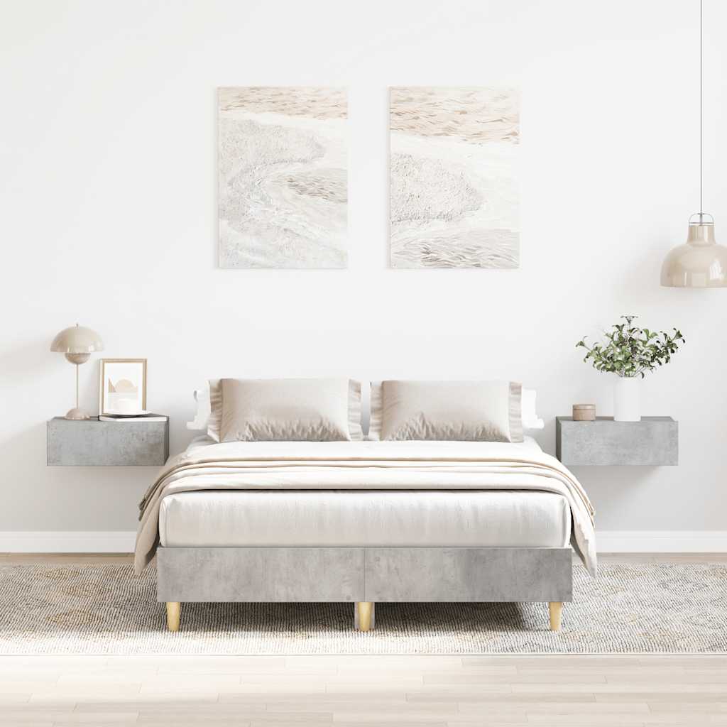 betonszürke szerelt fa ágykeret matrac nélkül 120 x 200 cm
