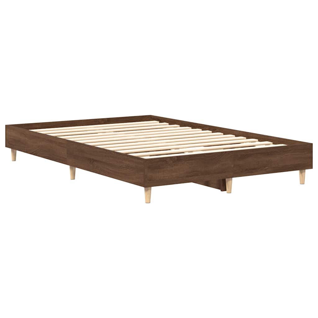 barna tölgy színű szerelt fa ágykeret matrac nélkül 120x200 cm