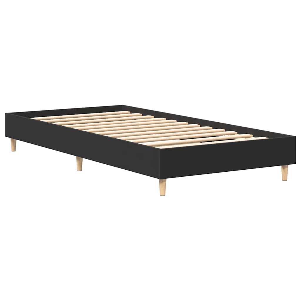 fekete szerelt fa ágykeret matrac nélkül 100 x 200 cm