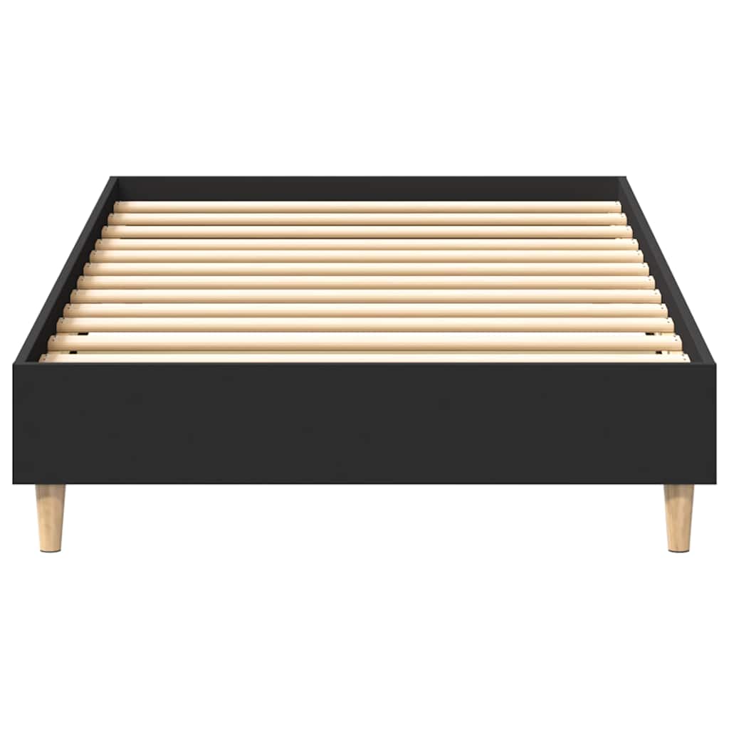 fekete szerelt fa ágykeret matrac nélkül 100 x 200 cm