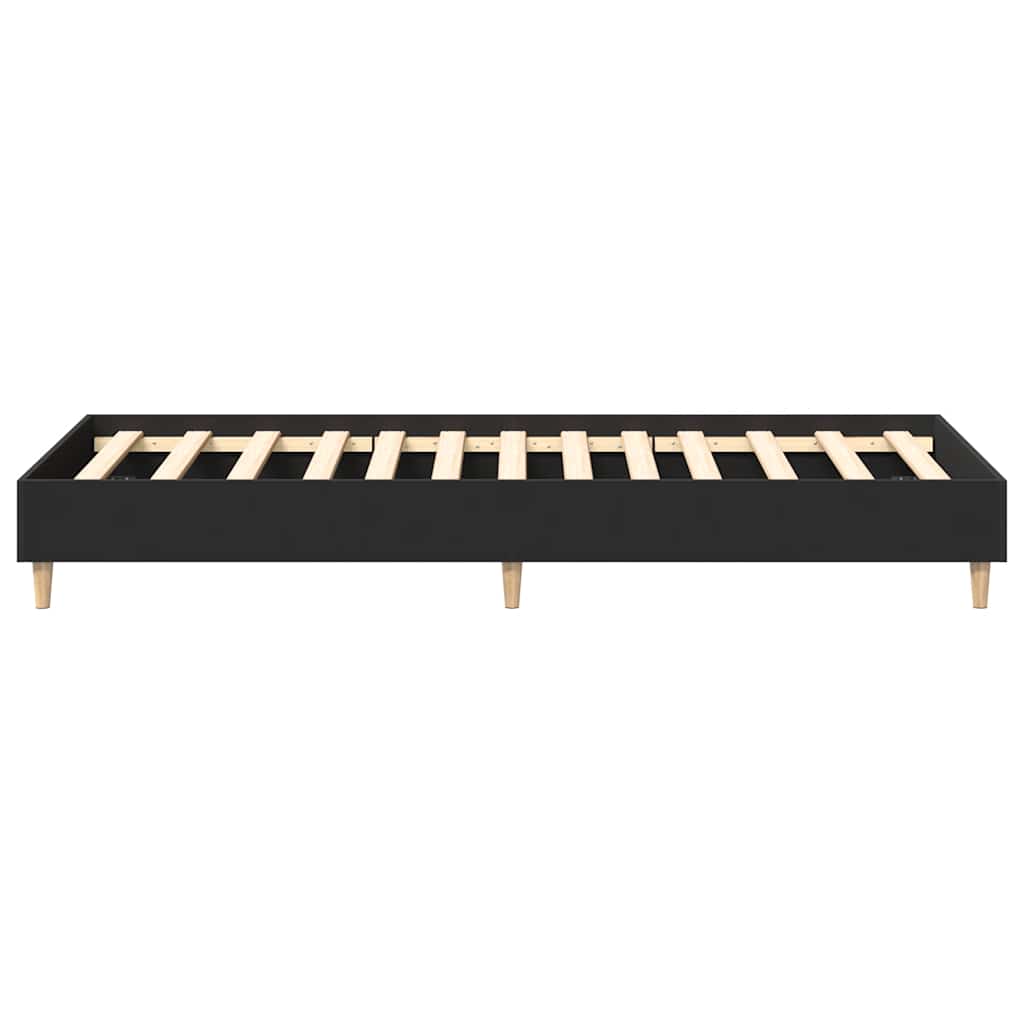 fekete szerelt fa ágykeret matrac nélkül 100 x 200 cm