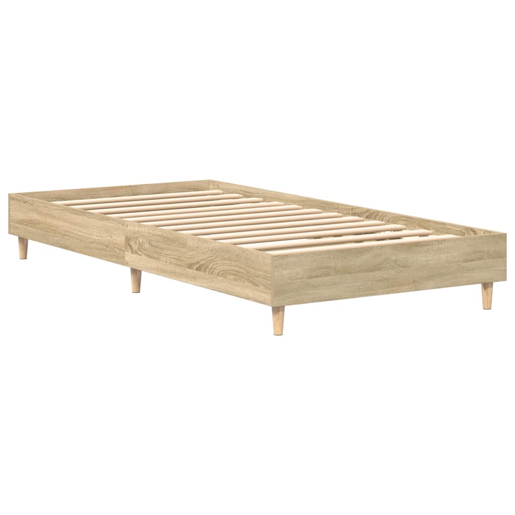 sonoma tölgy színű szerelt fa ágykeret matrac nélkül 100x200 cm