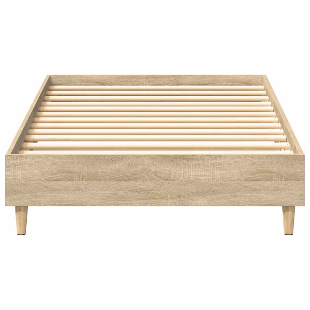 sonoma tölgy színű szerelt fa ágykeret matrac nélkül 100x200 cm