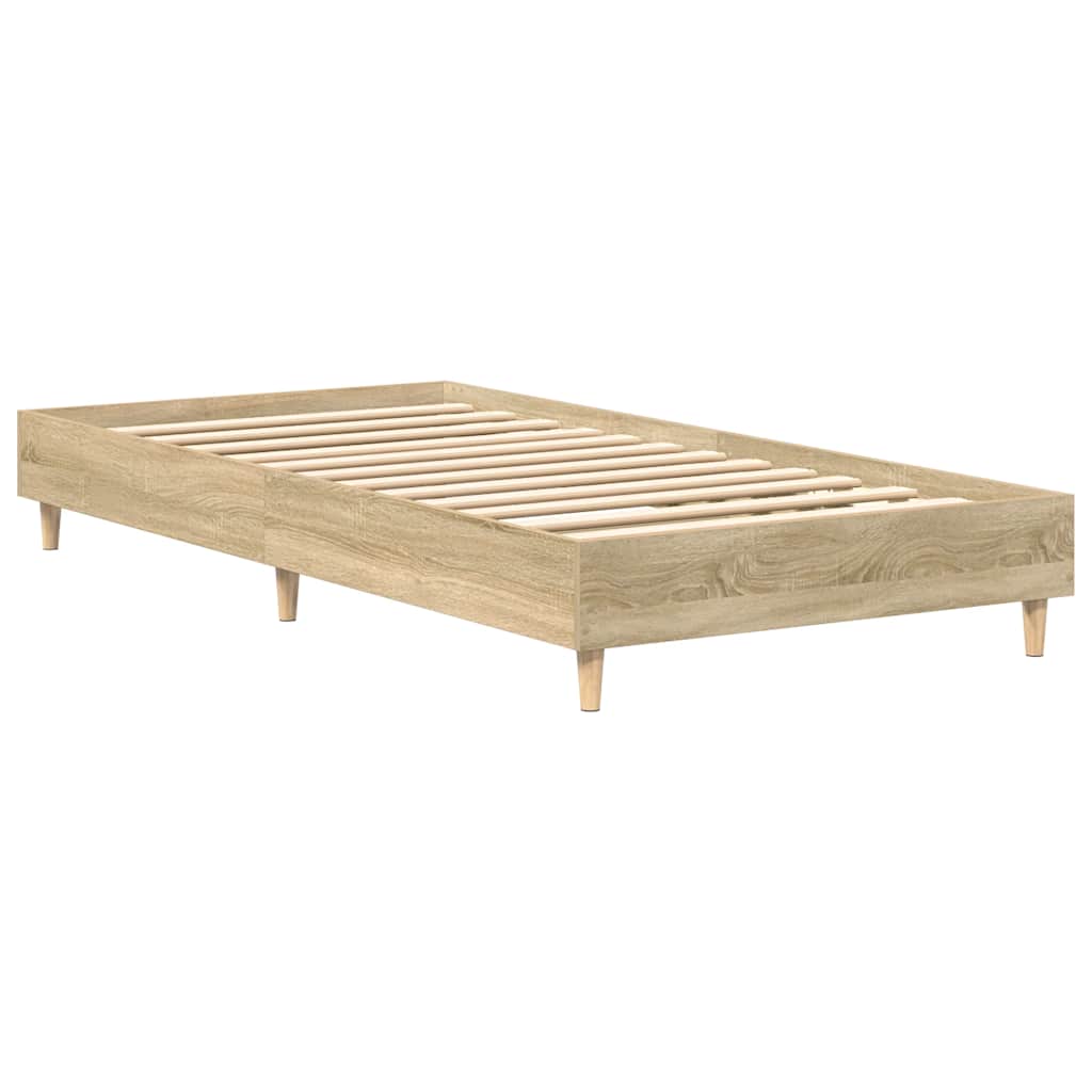 sonoma tölgy színű szerelt fa ágykeret matrac nélkül 100x200 cm
