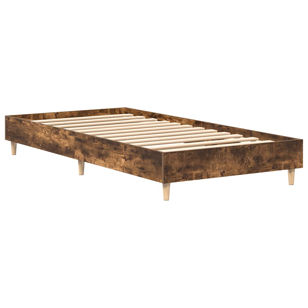 füstös tölgy színű szerelt fa ágykeret matrac nélkül 100x200 cm