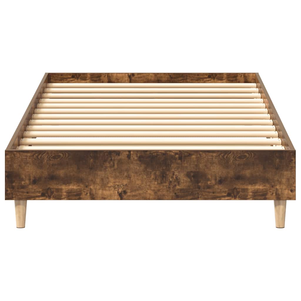 füstös tölgy színű szerelt fa ágykeret matrac nélkül 100x200 cm