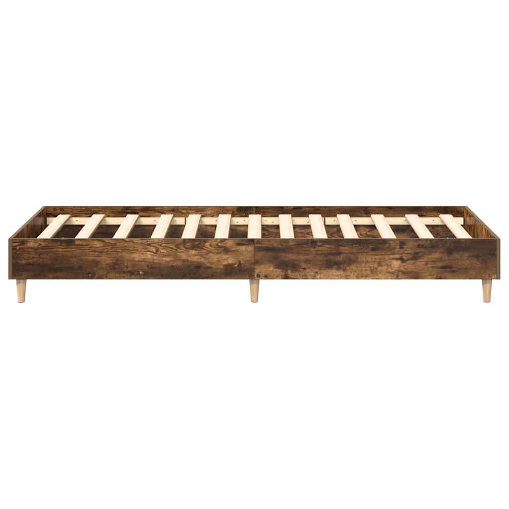 füstös tölgy színű szerelt fa ágykeret matrac nélkül 100x200 cm