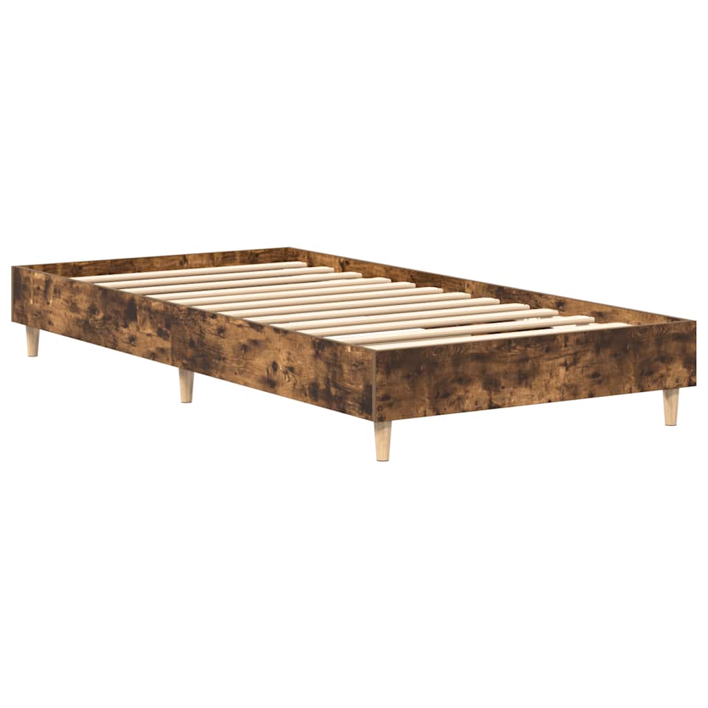 füstös tölgy színű szerelt fa ágykeret matrac nélkül 100x200 cm