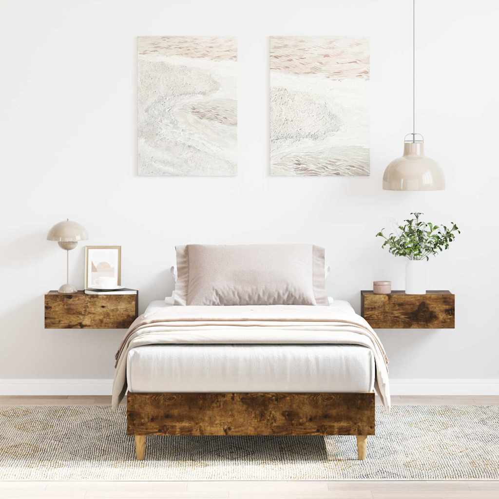 füstös tölgy színű szerelt fa ágykeret matrac nélkül 100x200 cm