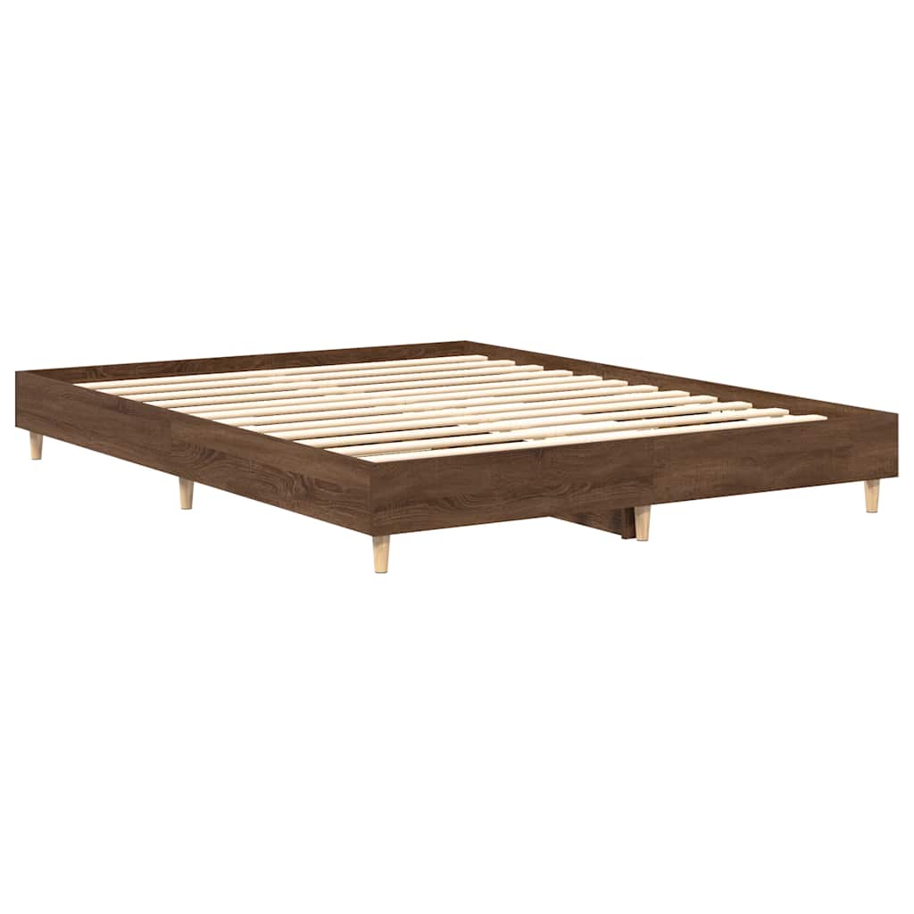 barna tölgy színű szerelt fa ágykeret matrac nélkül 100x200 cm