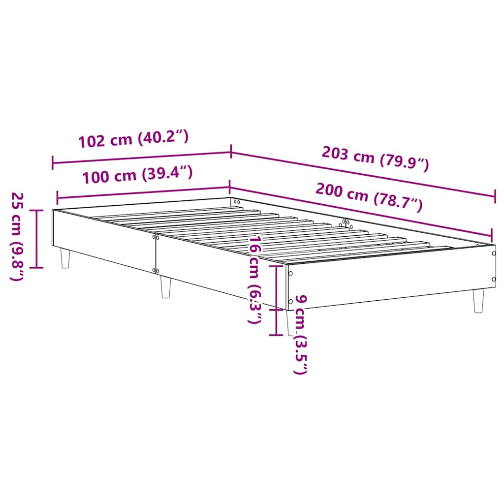 kézműves tölgy szerelt fa ágykeret matrac nélkül 100x200 cm
