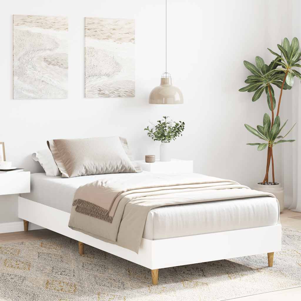 fehér szerelt fa ágykeret matrac nélkül 90 x 200 cm